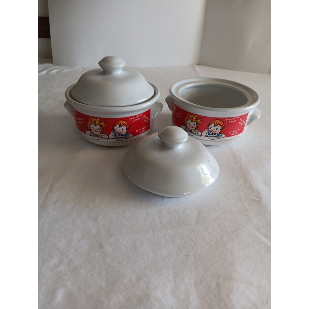 Campbell's 1998 Houston Harvest  Set‎ of (2)  Handled soup bowls w/lids